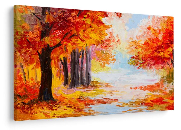 Kép - olajfestmény, színes ősz (90x60 cm)