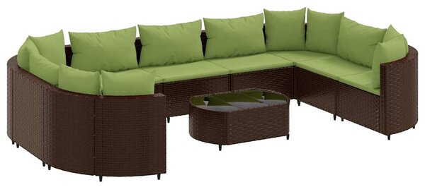 10 részes barna polyrattan kerti ülőgarnitúra párnákkal