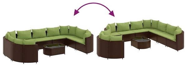 10 részes barna polyrattan kerti ülőgarnitúra párnákkal