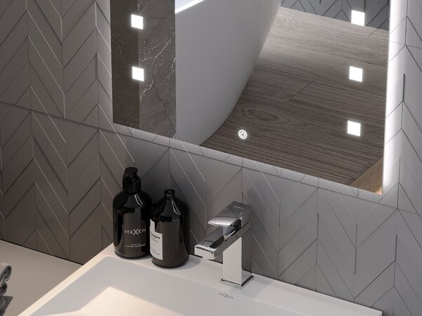 Mexen Ner megvilágított fürdőszobai tükör 60 x 80 cm, LED 6000K, páramentes - 9809-060-080-611-00
