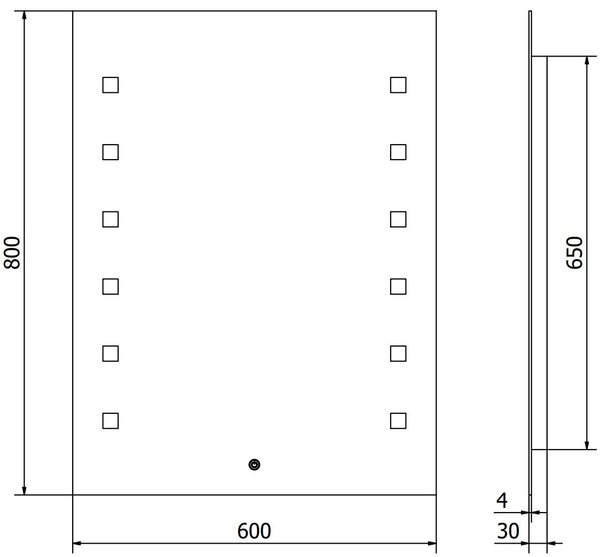 Mexen Ner megvilágított fürdőszobai tükör 60 x 80 cm, LED 6000K, páramentes - 9809-060-080-611-00