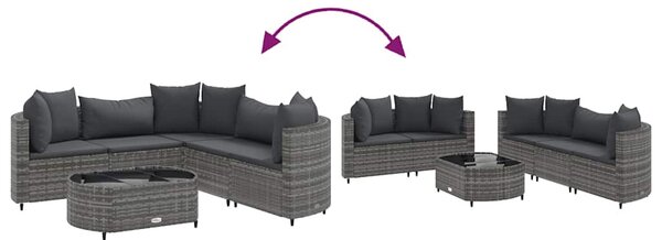 6 részes szürke polyrattan kerti ülőgarnitúra párnákkal