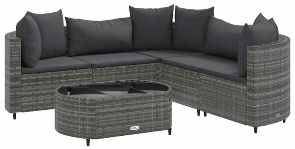 6 részes szürke polyrattan kerti ülőgarnitúra párnákkal
