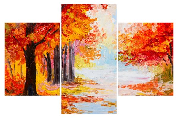 Kép - olajfestmény, színes ősz (90x60 cm)
