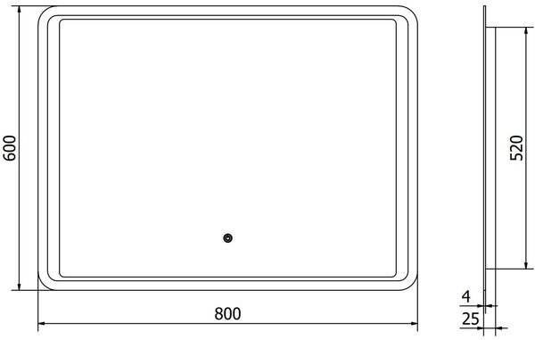 Mexen Zusa 80 x 60 cm-es fürdőszobai megvilágított tükör, LED 6000K, páramentes - 9808-080-060-611-00