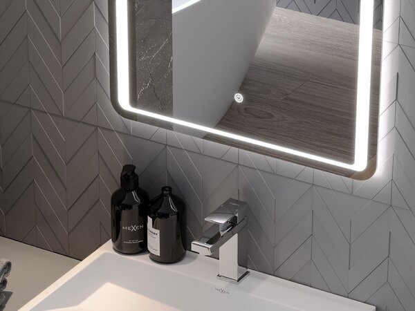 Mexen Zusa 80 x 60 cm-es fürdőszobai megvilágított tükör, LED 6000K, páramentes - 9808-080-060-611-00