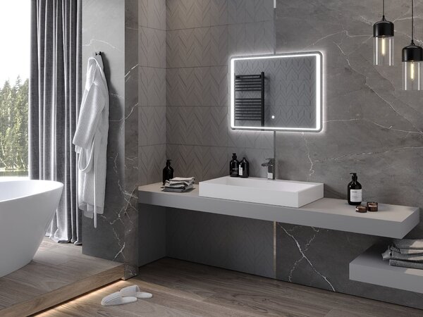 Mexen Zusa 80 x 60 cm-es fürdőszobai megvilágított tükör, LED 6000K, páramentes - 9808-080-060-611-00