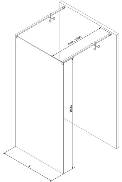 Mexen Kioto, Walk-In zuhany paraván 100 x 200 cm, 8 mm átlátszó üveg fehér mintás, grafit profil, 800-100-002-66-97