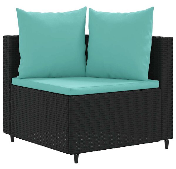 10 részes fekete polyrattan kerti ülőgarnitúra párnákkal