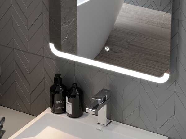 Mexen Nida világított fürdőszobai tükör 140 x 80 cm, LED 6000K, páramentes - 9806-140-080-611-00