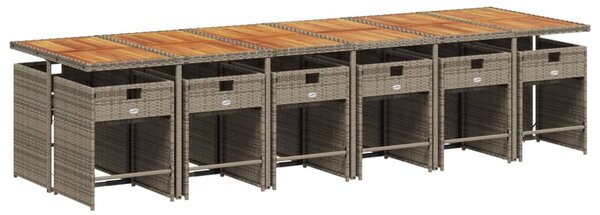 13 részes szürke polyrattan kerti ülőgarnitúra párnákkal