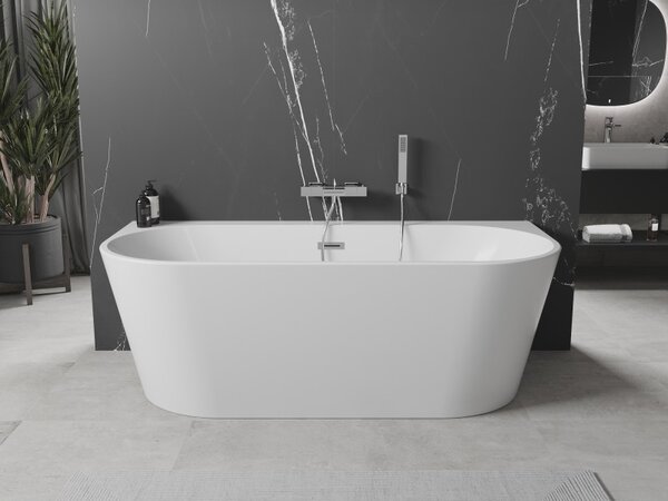 Mexen Oval+, falhoz szabadon álló kád 170 x 80 cm, fehér fényes, króm túlfolyó, 52681708000-01