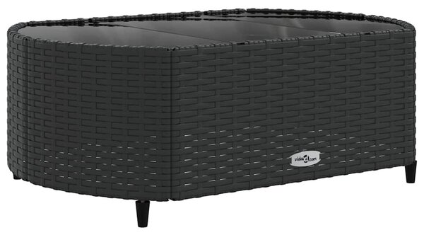 5 részes fekete polyrattan kerti kanapészett párnákkal