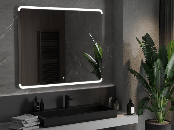 Mexen Nida 120 x 100 cm-es, 6000K LED megvilágítású fürdőszobai tükör, páravédő - 9806-120-100-611-00