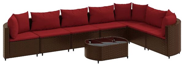 8 részes barna polyrattan kerti ülőgarnitúra párnákkal