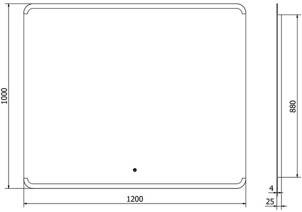 Mexen Nida 120 x 100 cm-es, 6000K LED megvilágítású fürdőszobai tükör, páravédő - 9806-120-100-611-00