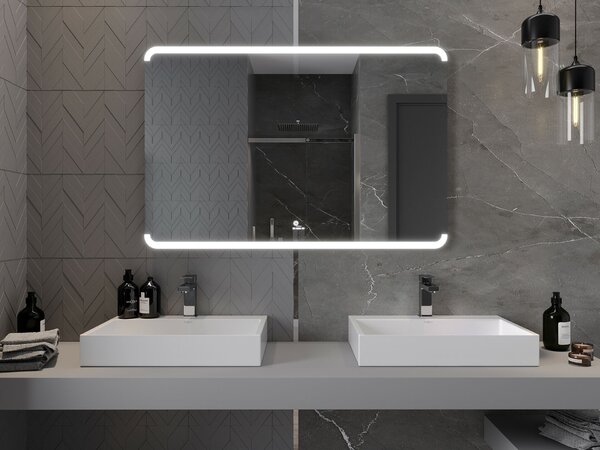 Mexen Nida LED megvilágítású fürdőszobai tükör, 120 x 80 cm, 6000K, páramentes - 9806-120-080-611-00