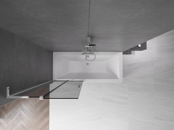 Mexen Velar L, 2 szárnyas eltolható kádparaván 80 x 150 cm, 8mm szürke üveg, króm profil, 896-080-003-41-01