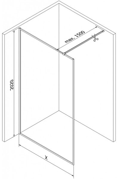 Mexen, Mexen Kioto-XF zuhanyfal kerettel 50 x 202 cm, matt 10 mm, arany - 800-050-104-50-30-X