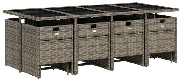 13 részes szürke polyrattan kerti ülőgarnitúra párnákkal