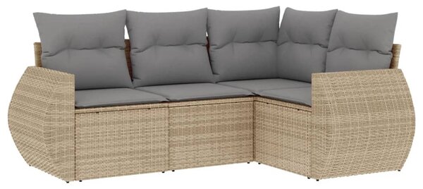 4 részes bézs polyrattan kerti ülőgarnitúra párnákkal