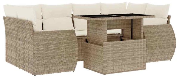 7 részes bézs polyrattan kerti ülőgarnitúra párnákkal