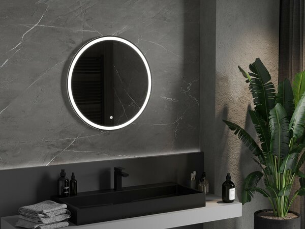 Mexen Gobi megvilágított fürdőszobai tükör, kerek 70 cm, LED 6000K, páramentes - 9801-070-070-611-00