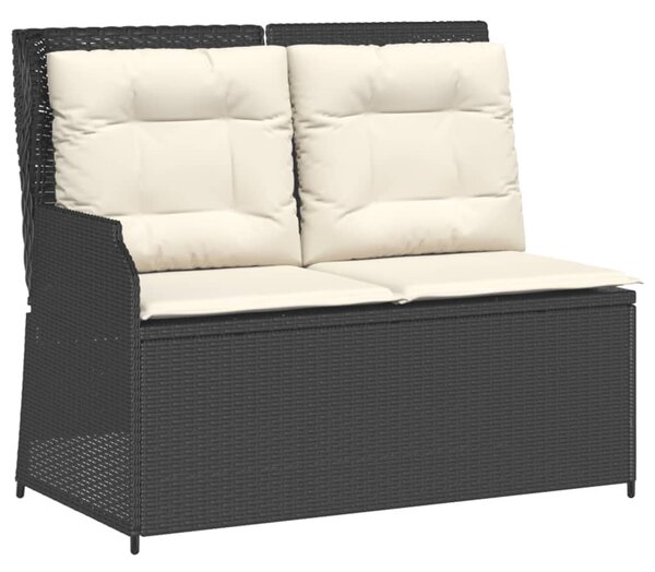 7 részes fekete polyrattan kerti ülőgarnitúra párnákkal