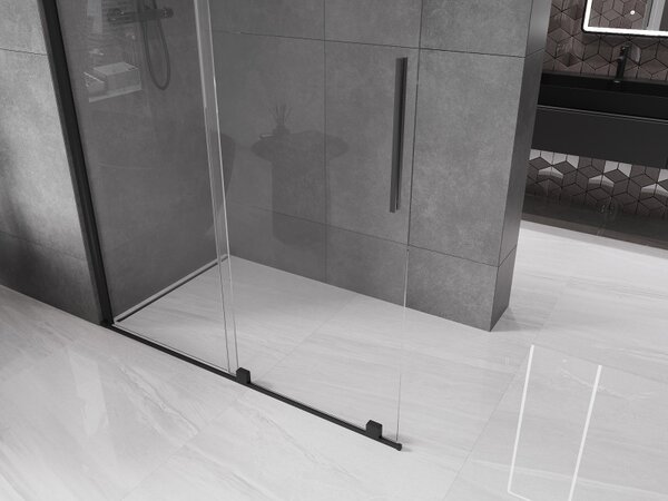 Mexen Velar, tolóajtó a nyílásba Walk-In típus 130 cm, 8 mm átlátszó üveg, fekete matt, 871-130-000-03-70