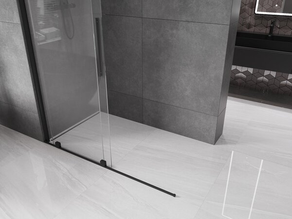 Mexen Velar, tolóajtó a nyílásba Walk-In típus 130 cm, 8 mm átlátszó üveg, fekete matt, 871-130-000-03-70