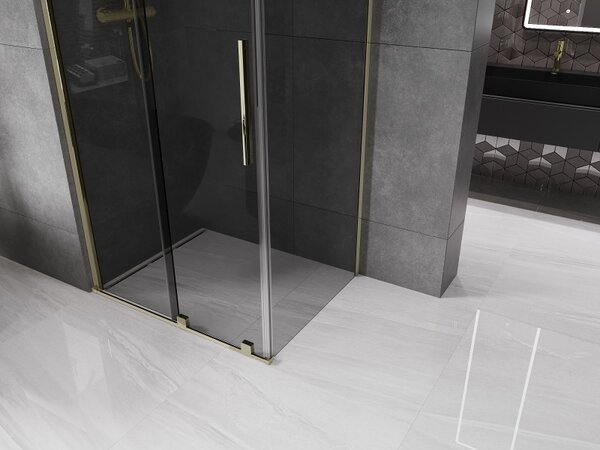 Mexen Velar, zuhanykabin tolóajtóval 100 x 120 cm, 8mm szürke üveg, arany fényes, 871-100-120-41-50