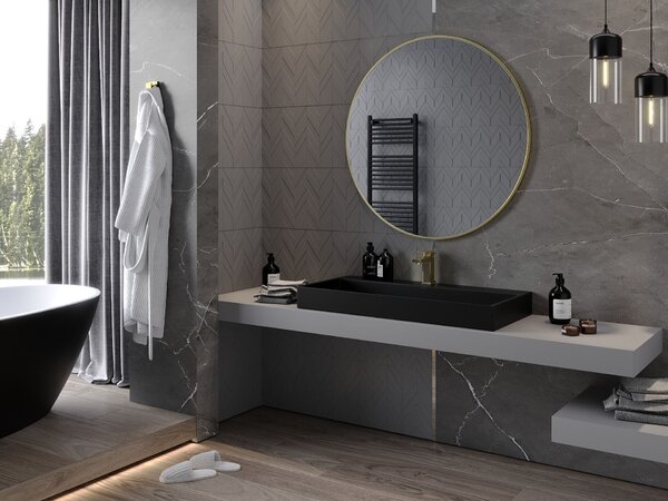 Mexen Loft kerek fürdőszobai tükör 100 cm, arany keret - 9850-100-100-000-50