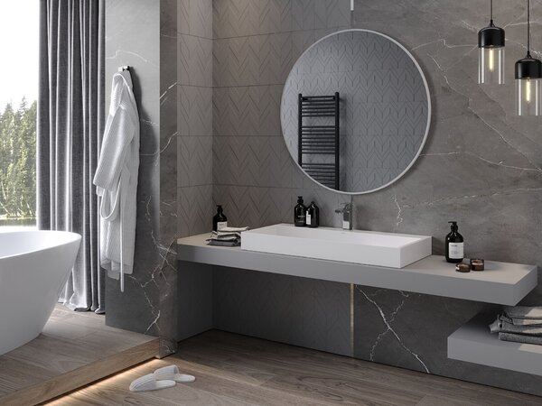 Mexen Loft kerek fürdőszobai tükör 100 cm, fehér keret - 9850-100-100-000-20