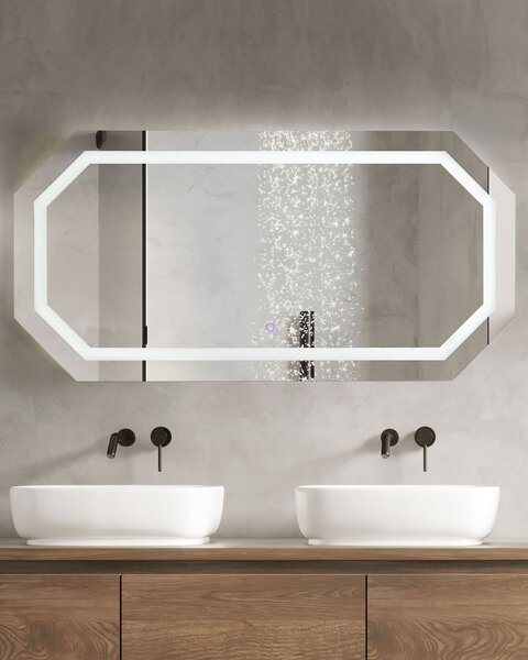 LED fürdőszobai tükör LOCMARIAQUER 120 cm 60 cm Ezüst