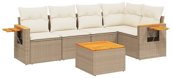 6 részes bézs polyrattan kerti ülőgarnitúra párnával