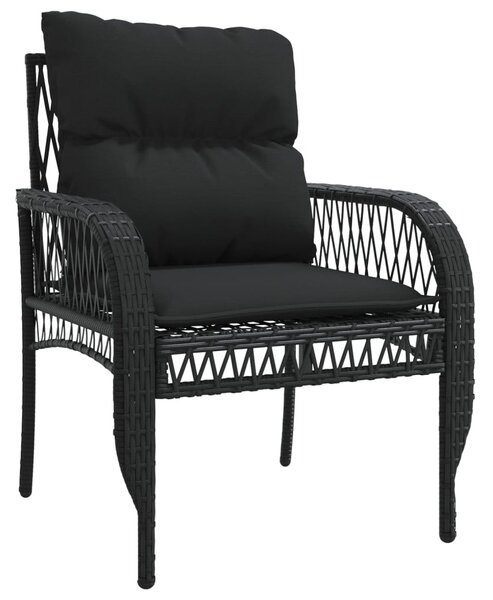 4 részes fekete polyrattan kerti ülőgarnitúra párnákkal