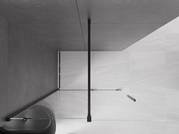 Mexen Velar, tolóajtó a nyílásba Walk-In típus 130 cm, 8 mm átlátszó üveg, fekete matt, 871-130-000-03-70