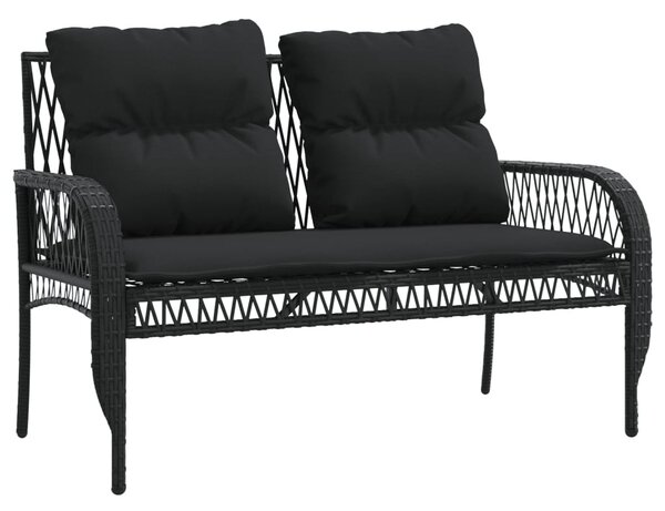 4 részes fekete polyrattan kerti ülőgarnitúra párnákkal