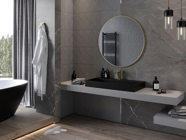 Mexen Loft kerek fürdőszobai tükör 90 cm, arany keret - 9850-090-090-000-50