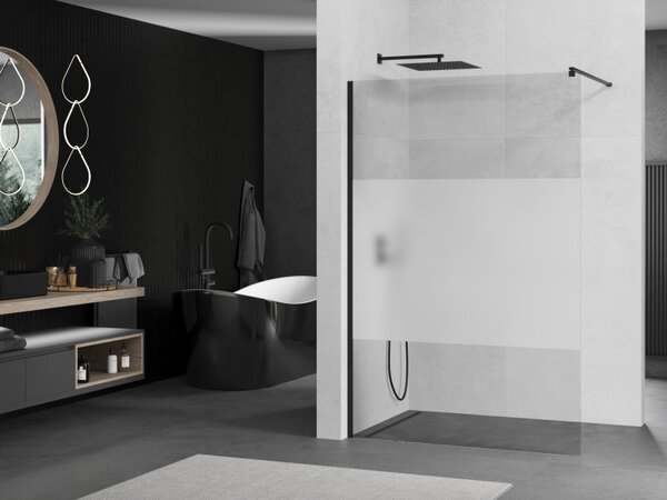 Mexen Kioto zuhanyparaván 70x200 cm 8 mm, fekete profil, átlátszó jegesedés üveg, 800-070-101-70-35