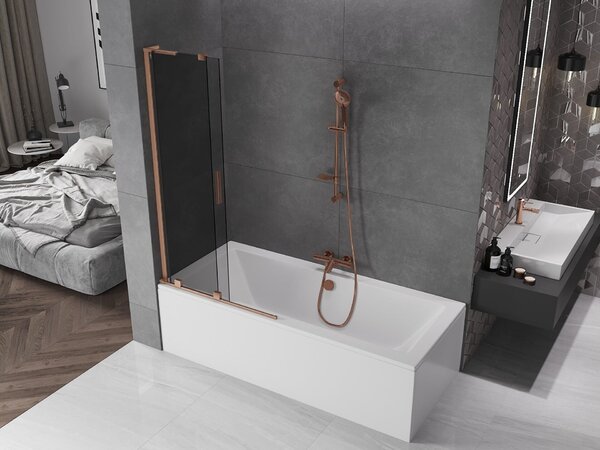 Mexen Velar L kétpaneles, 2-szárnyú toló zuhanyparaván 95 x 150 cm, grafit, kefélt réz - 896-095-003-41-65