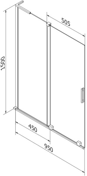 Mexen Velar L fürdőszobai toló zuhanyfal, 2 szárny, 95 x 150 cm, grafit, fehér - 896-095-003-41-20