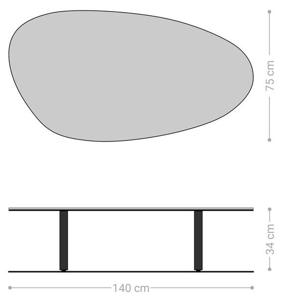DELIFE Dohányzóasztal Edge ovális 140x75 cm Laminam® kerámia Noir Desir barna Lumia akril