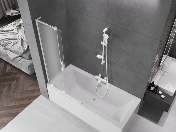 Mexen Velar L kétszárnyú tolható zuhanyparaván 95 x 150 cm, zúzott mintás, fehér - 896-095-003-31-20
