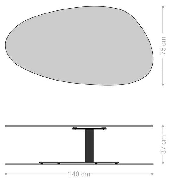 DELIFE Dohányzóasztal Edge ovális 140x75 cm kerámia ónix gyöngy Vibany fém fekete