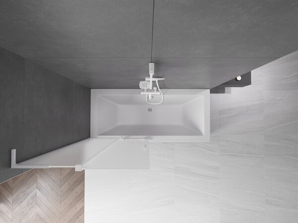 Mexen Velar L kétszárnyú tolható zuhanyparaván 95 x 150 cm, zúzott mintás, fehér - 896-095-003-31-20
