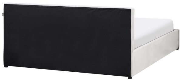 Ágyneműtartós ágy BOUSSE Bársony Világosszürke 160 x 200 cm