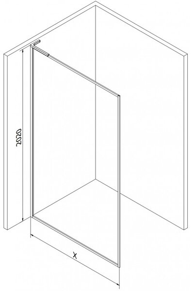 Mexen, Mexen Kioto-F L zuhanyfal kerettel 55 x 202 cm, átlátszó 8 mm, szálcsiszolt réz - 800-055-174-65-00