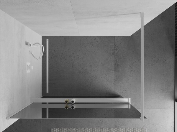 Mexen Kioto+, Walk-In zuhanyparaván polccal és akasztóval 70 x 200 cm, 8 mm tükörmintás üveg, fehér profil, 800-070-121-20-50