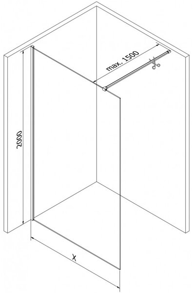Mexen, Mexen Kioto-X zuhanyfal 80 x 200 cm, átlátszó 10 mm, szálcsiszolt réz - 800-080-101-65-00-X